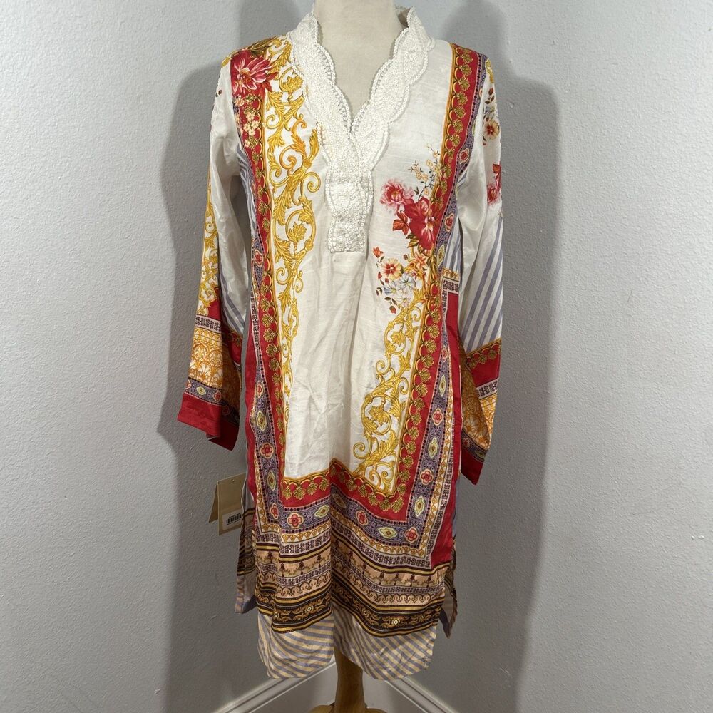 Threads Motifs Top Womens S Mutli Salwar Kameez Indian Bollywood - Picture 1 of 9